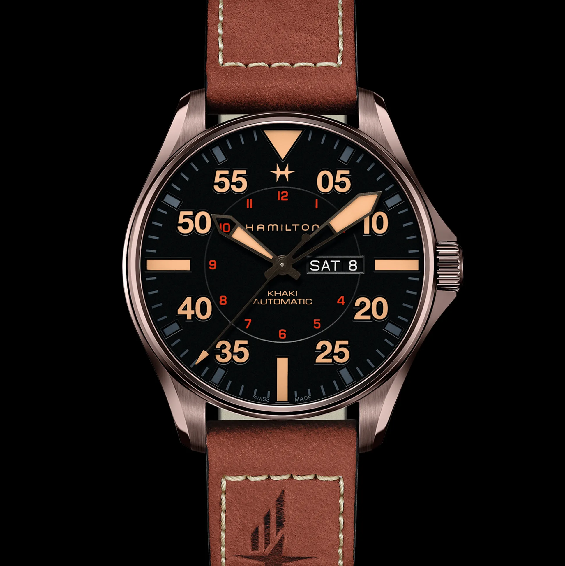 Khaki Aviation Pilot Day Date Auto
